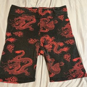 Dragon print biker shorts
